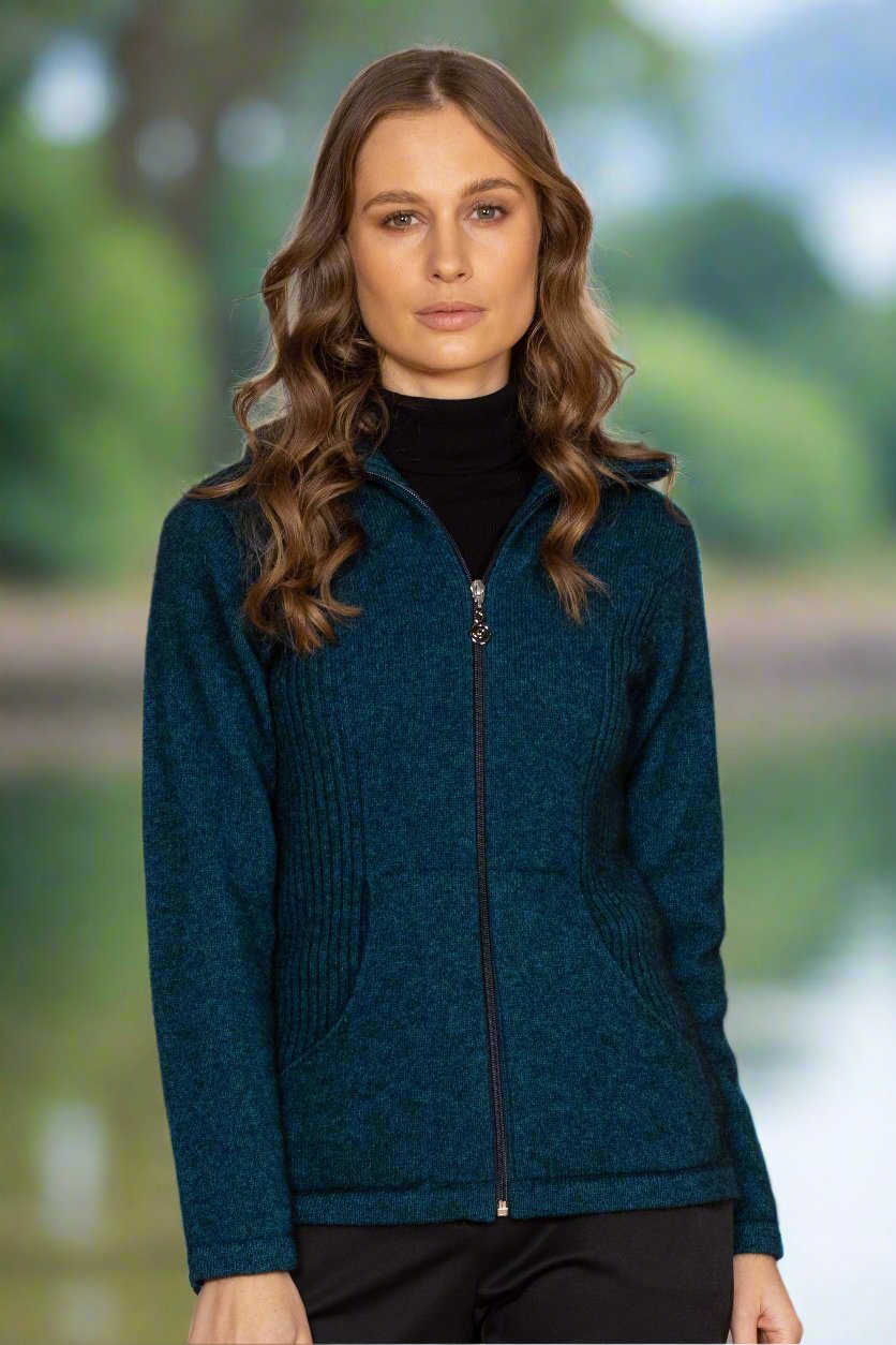 The ultimate in comfort and elegance the Market Day Jacket offers full zip and integrated pockets. The turndown rib collar that can also be zipped right up for extra warmth. Ribbed side panels add a little extra wow to an already beautiful jacket. Made in Christchurch, NZ by Noble Wilde. Tui.