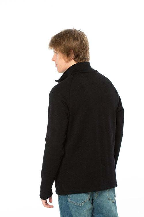 The Brass Monkeys team set out to create a range of garments that are warm, hard wearing, and most importantly gave a fair price to our Farmers. The Cape Range of products is made in NZ by passionate Kiwis using strong wool sourced from Cape Campbell Farm.  The heavy weight full zip Men's Cape Jacket has a collar, zip pockets and is made from a blend of Merino Wool and NZ Strong Wool. 420gsm. Available in black in sizes S-3XL.