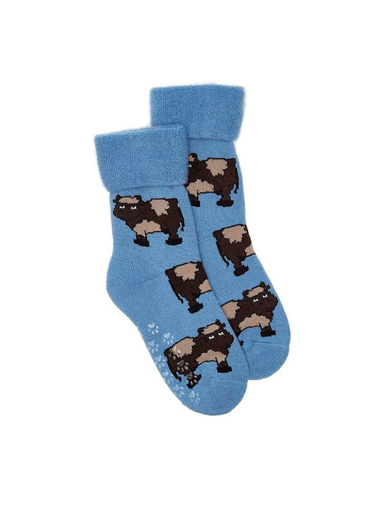PRODUCT DESCRIPTION
Cosy, fluffy and so soft these gorgeous bed socks will quickly become a favourite for not only the cold nights, but days too. A little fun and quirky with Cows over them. In your choice of Blue or Emerald. A midweight full cushion crew socks with non-slip grips on soles. Size is OSFM.
MATERIALS
60% Acrylic, 30% Wool, 10% Nylon