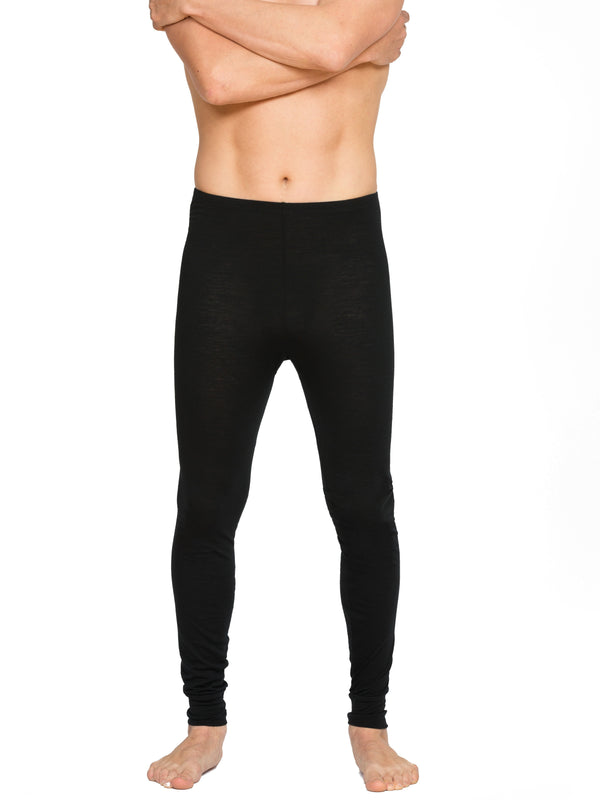 Brass Monkeys Merino Mens Long Johns have a high waist for extra protection against the elements & gusset for greater maneuverability.  Perfect for hiking, hunting, running, cycling, skiing & travelling. Slim Fit. Available in black only sizes S - 3XL. They are made in New Zealand from quality 100% merino wool.