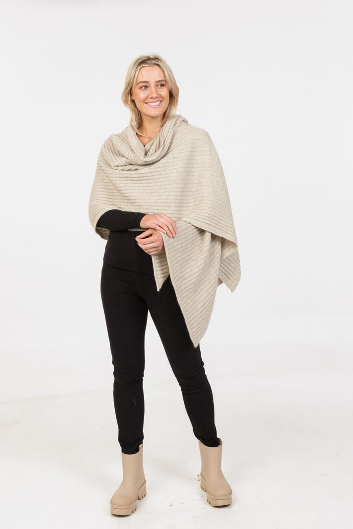 Ribbed Wrap - Possum Merino