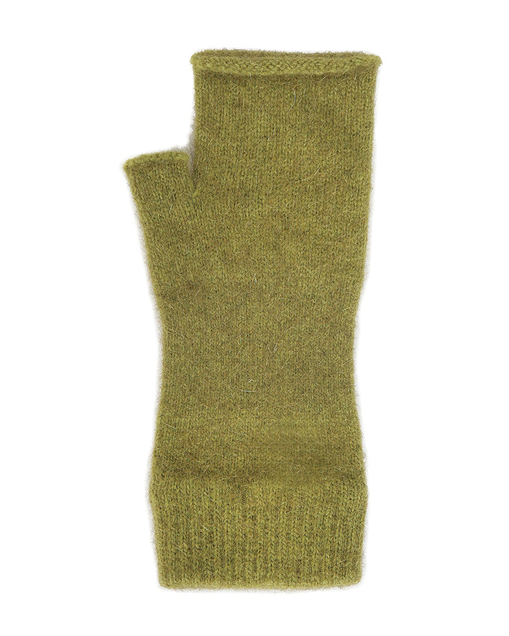 Ideal for wearing anytime and anywhere. Fingerless mittens are light, warm and practical. One size fits most with Lycra added to the wrist area for a secure fit. Made in NZ by Lothlorian. Olive.