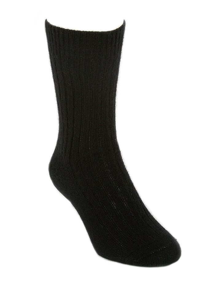 The casual rib socks are so comfy and warm. They are a mid-calf length and are available in S, M & L. Made in NZ by Lothlorian. Black.