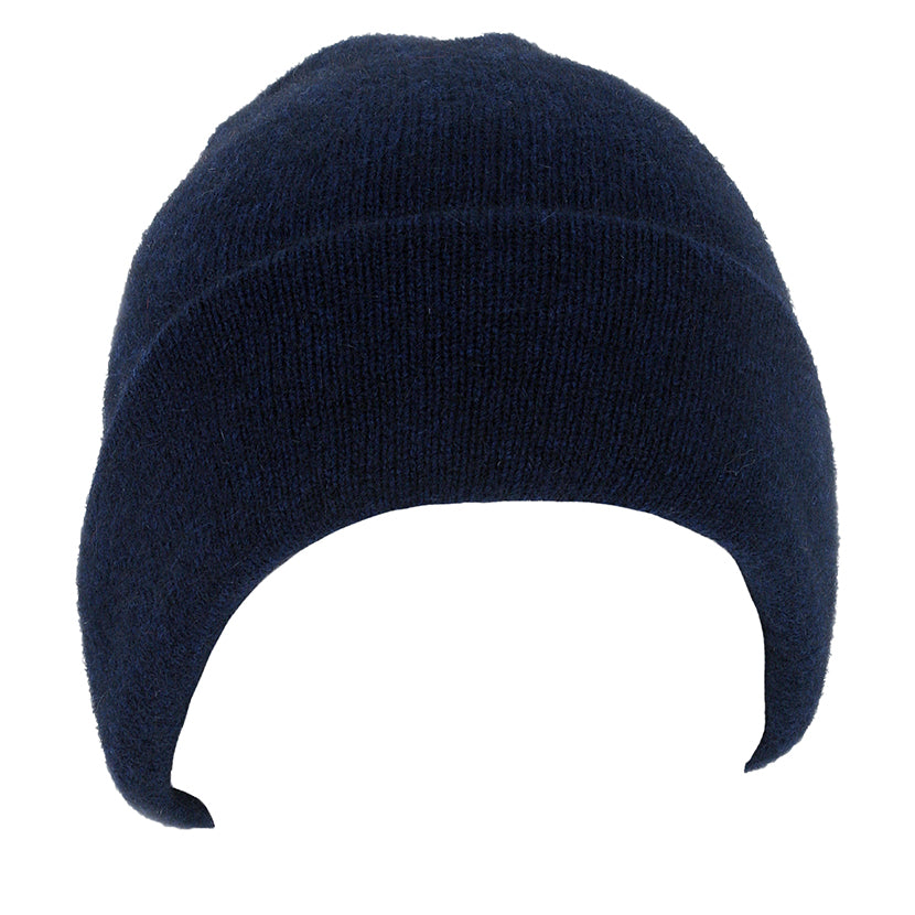 A double thickness beanie with a turn back. For a slouchier look roll down the turn back. Super warm in lots of colours. Made in NZ by Lothlorian. Midnight.