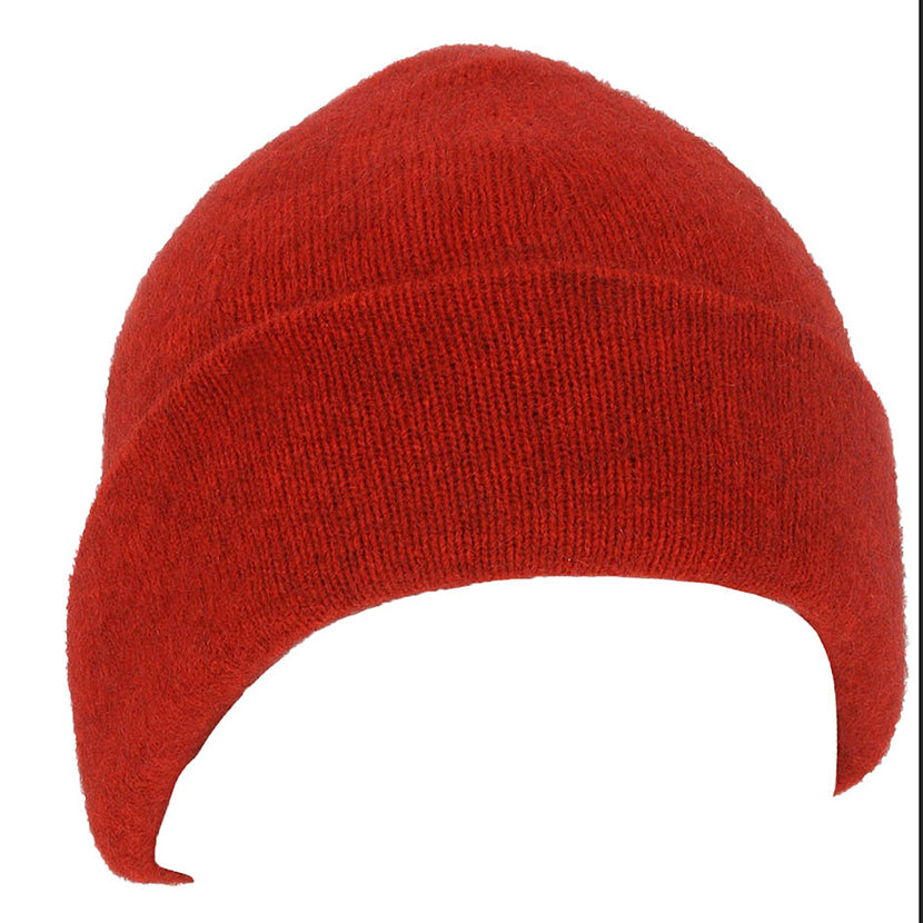 A double thickness beanie with a turn back. For a slouchier look roll down the turn back. Super warm in lots of colours. Made in NZ by Lothlorian. Pumpkin.