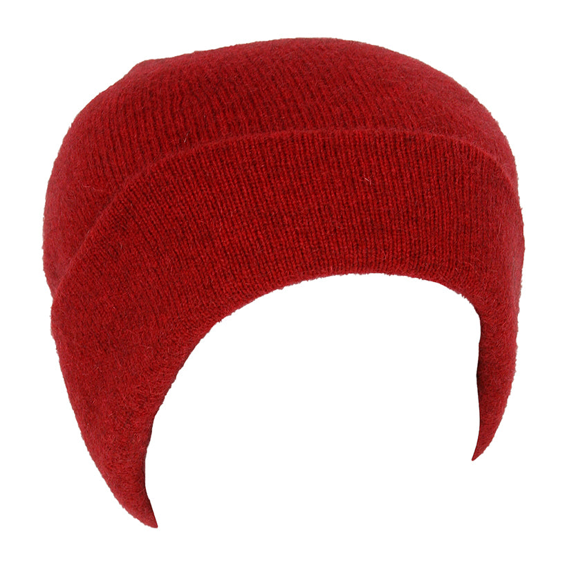 A double thickness beanie with a turn back. For a slouchier look roll down the turn back. Super warm in lots of colours. Made in NZ by Lothlorian. Red.