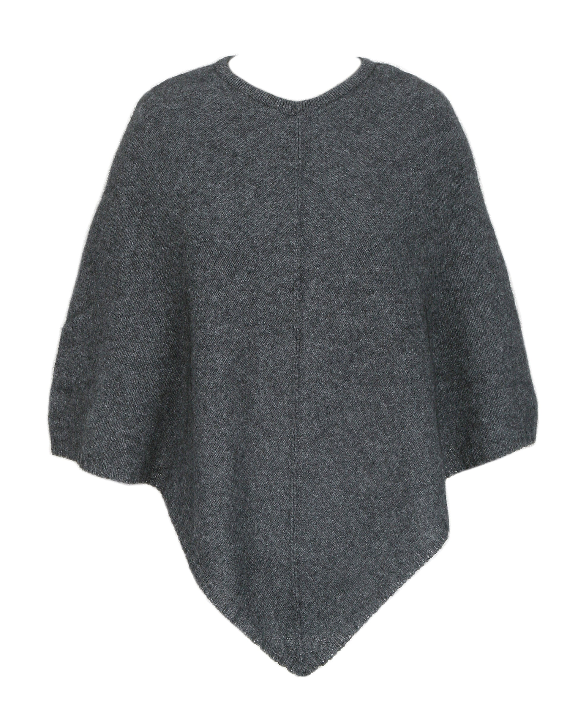 A simple plain poncho with rib neck band and hem.