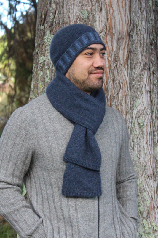 Stripe Trim Beanie - Possum Merino