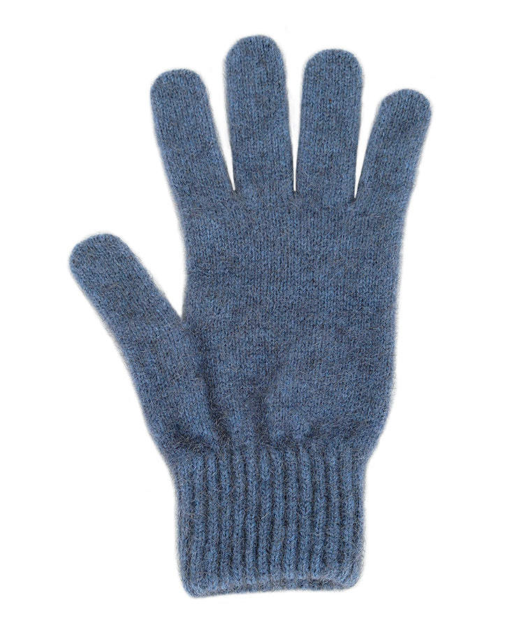 Single thickness glove with elasticated rib cuff. Available in different sizes. S, M, L. Made in NZ by Lothlorian. Light Blue.