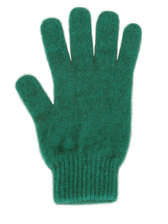 Single thickness glove with elasticated rib cuff. Available in different sizes. S, M, L. Made in NZ by Lothlorian. Emerald.