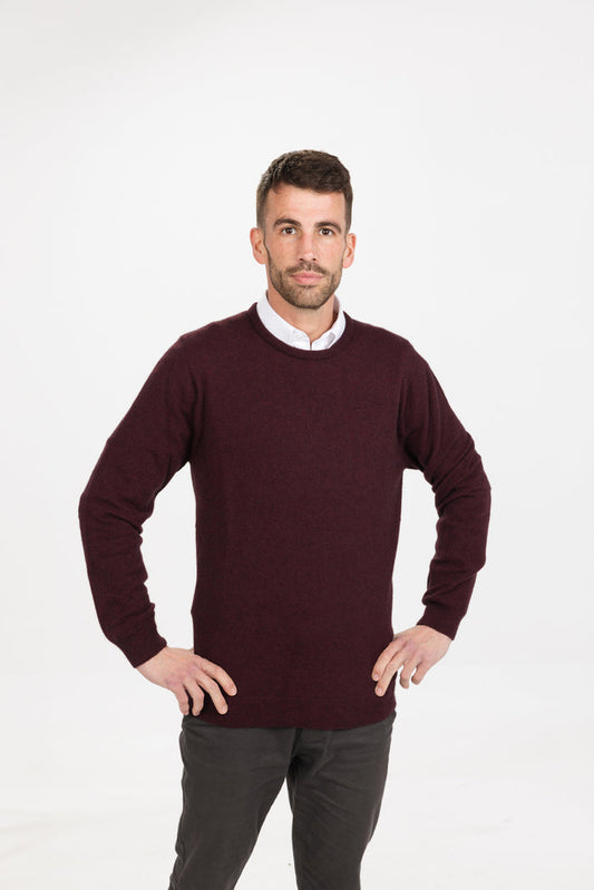 A classic crew neck sweater in a lightweight finish that is wearable all year round. Wear on the weekends with a tee for a casual look or wear to work with a shirt for a more corporate look. Made in NZ by Manawatu Knitting Mills. Sizes S - 3XL. (Marine * is a custom colour for us.) Shiraz.