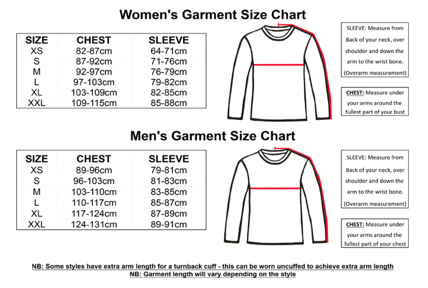 Size Chart.