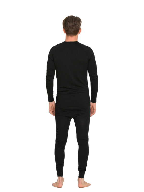 Brass Monkeys Merino Mens Long Johns have a high waist for extra protection against the elements & gusset for greater maneuverability.  Perfect for hiking, hunting, running, cycling, skiing & travelling. Slim Fit. Available in black only sizes S - 3XL. They are made in New Zealand from quality 100% merino wool.