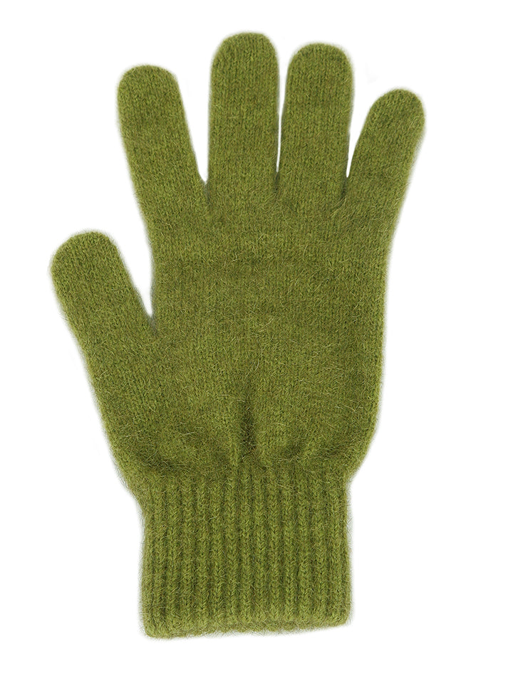 Single thickness glove with elasticated rib cuff. Available in different sizes. S, M, L. Made in NZ by Lothlorian. Olive.