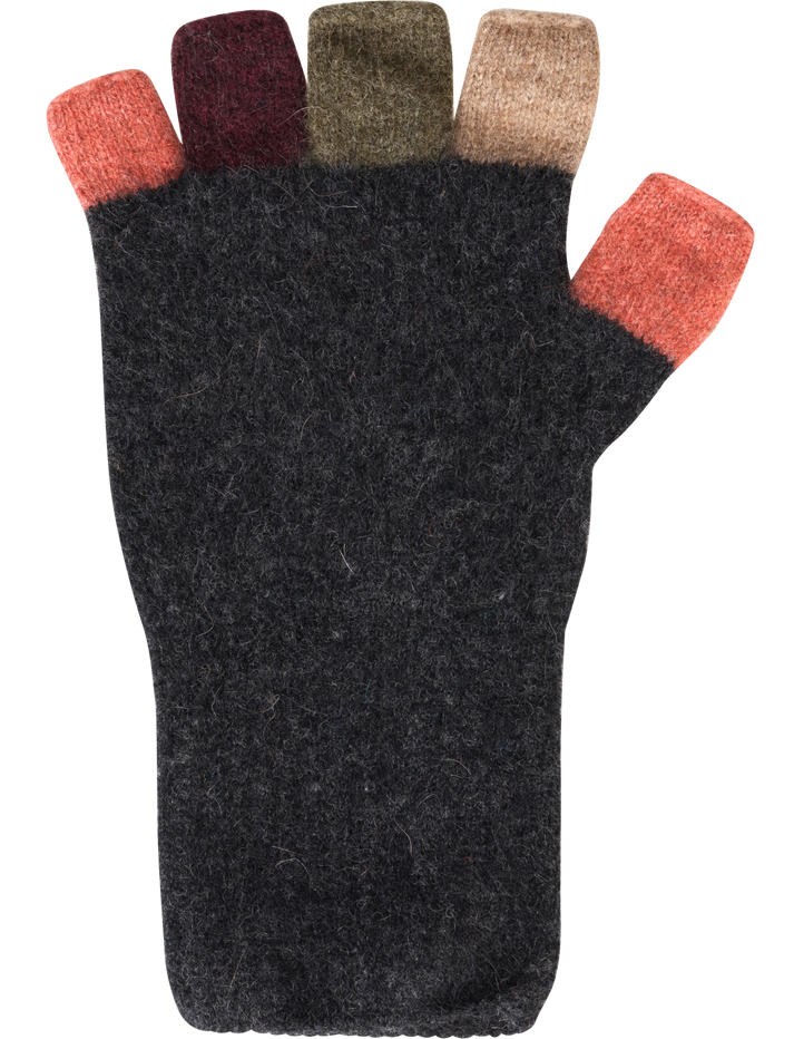 Luxury Blend multi-coloured fingerless gloves will be your new favourite this season. Available in a range of colours, so lovely you might just need more than one pair!! OSFM. Charcoal.