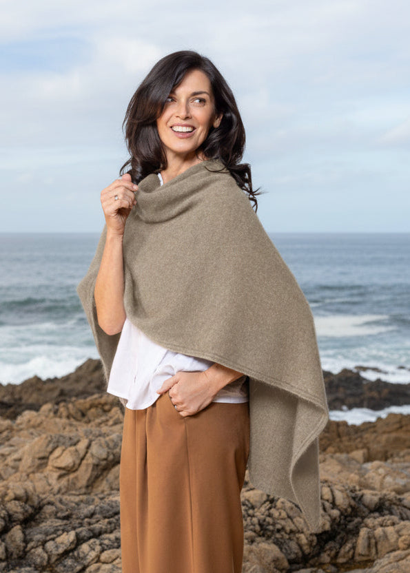 Designed for comfort, freedom and style this single jersey construction poncho can be worn numerous ways from a cape to knee rug and even a scarf. Made from a beautiful blend of possum merino the North Cape is light, warm and so versatile. In many gorgeous colourways and one size only. Made in Christchurch, NZ by Noble Wilde.