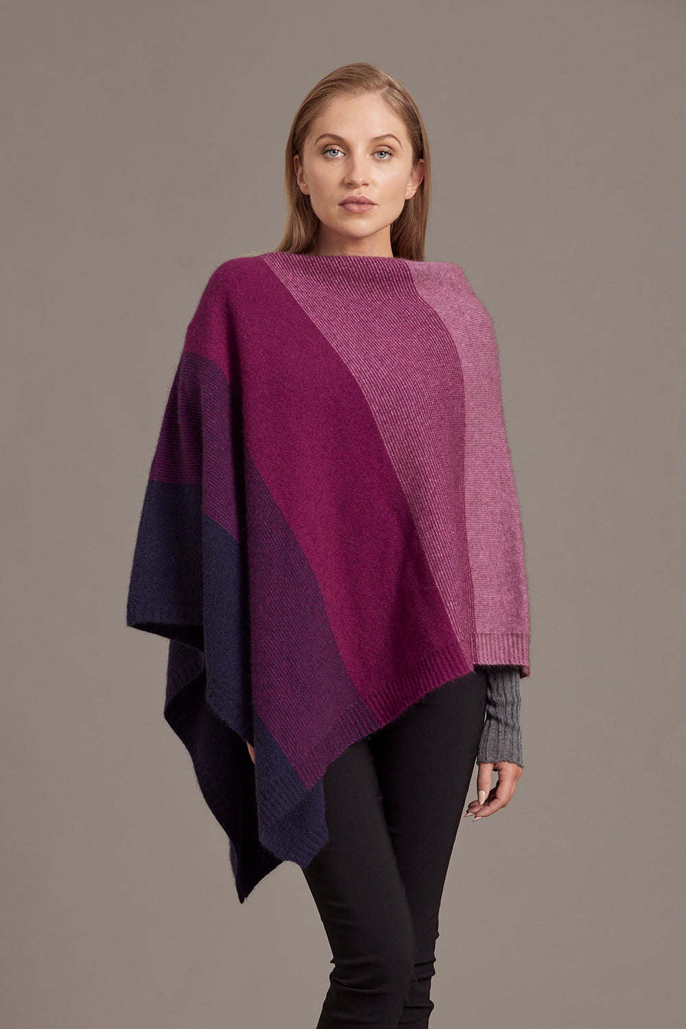 McDonald Ombre Poncho is their signature piece available in eight beautiful colour combinations. The incredible drape and classic style of this poncho will make it your go-to piece whenever there is a chill in the air.