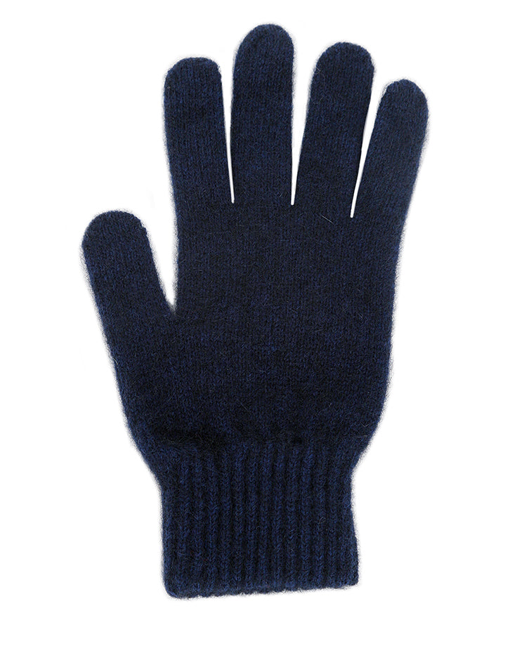 Single thickness glove with elasticated rib cuff. Available in different sizes. S, M, L. Made in NZ by Lothlorian. Midnight.